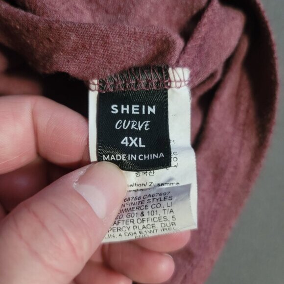 SHEIN T-Shirt Womens 4XL Red Curve V Neck Loungewear Comfort Stretch Top - Picture 7 of 10